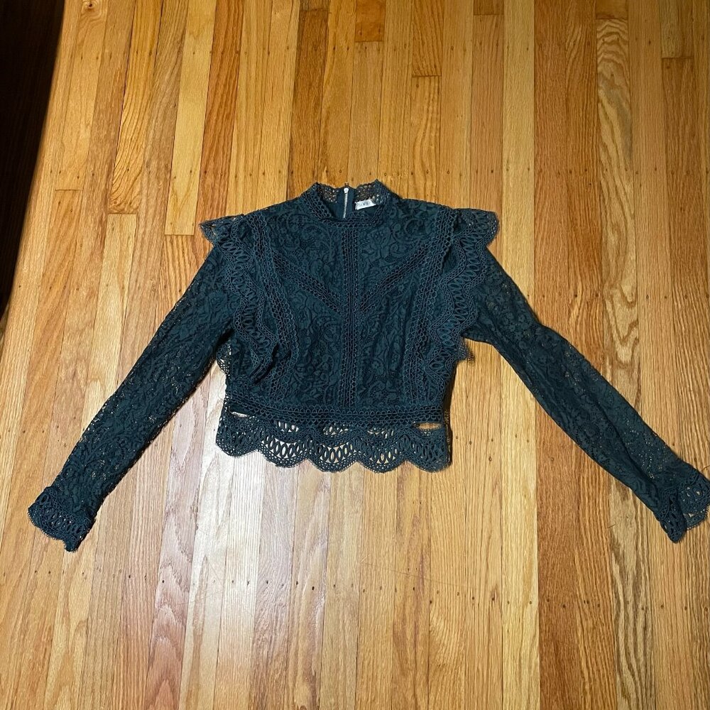 Emerald Lace Top with Silver Zip